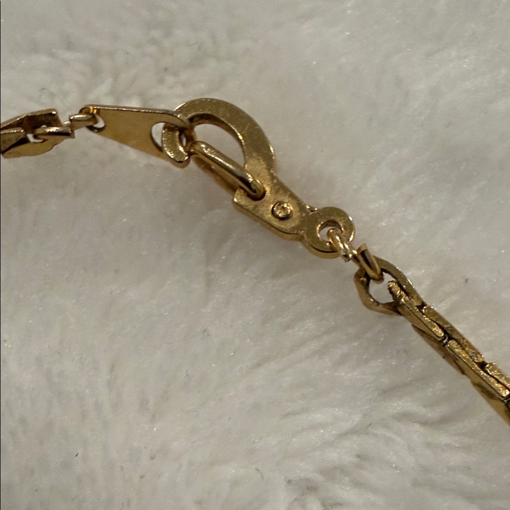 Intricate Gold Tone and Blue Mosaic Necklace - Picture 8 of 13